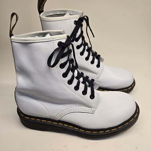 Doc Martens Women's 1460 8-Eye Lace-Up Combat Boot in White Leather, US 7, EU 38 - Picture 3 of 11